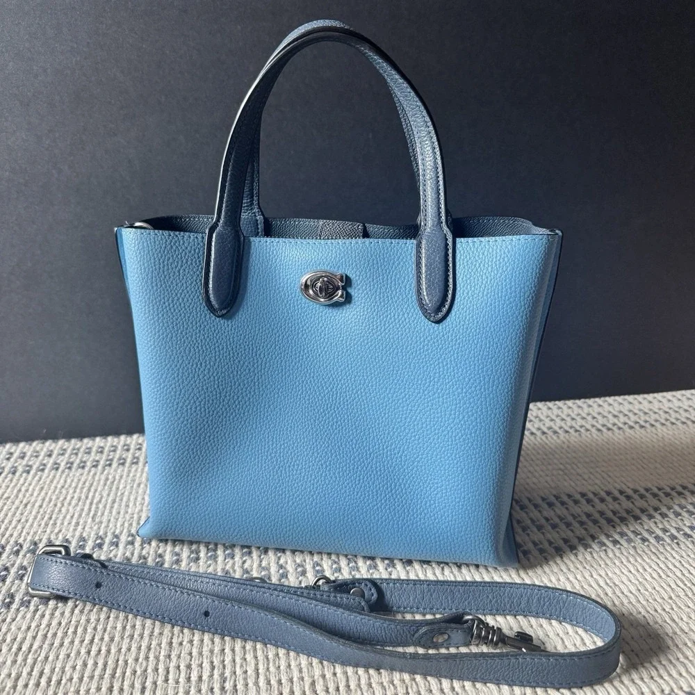 NWT COACH Willow 24 Tote Pool Multi Blue Silver Tone Hardware Leather C8561